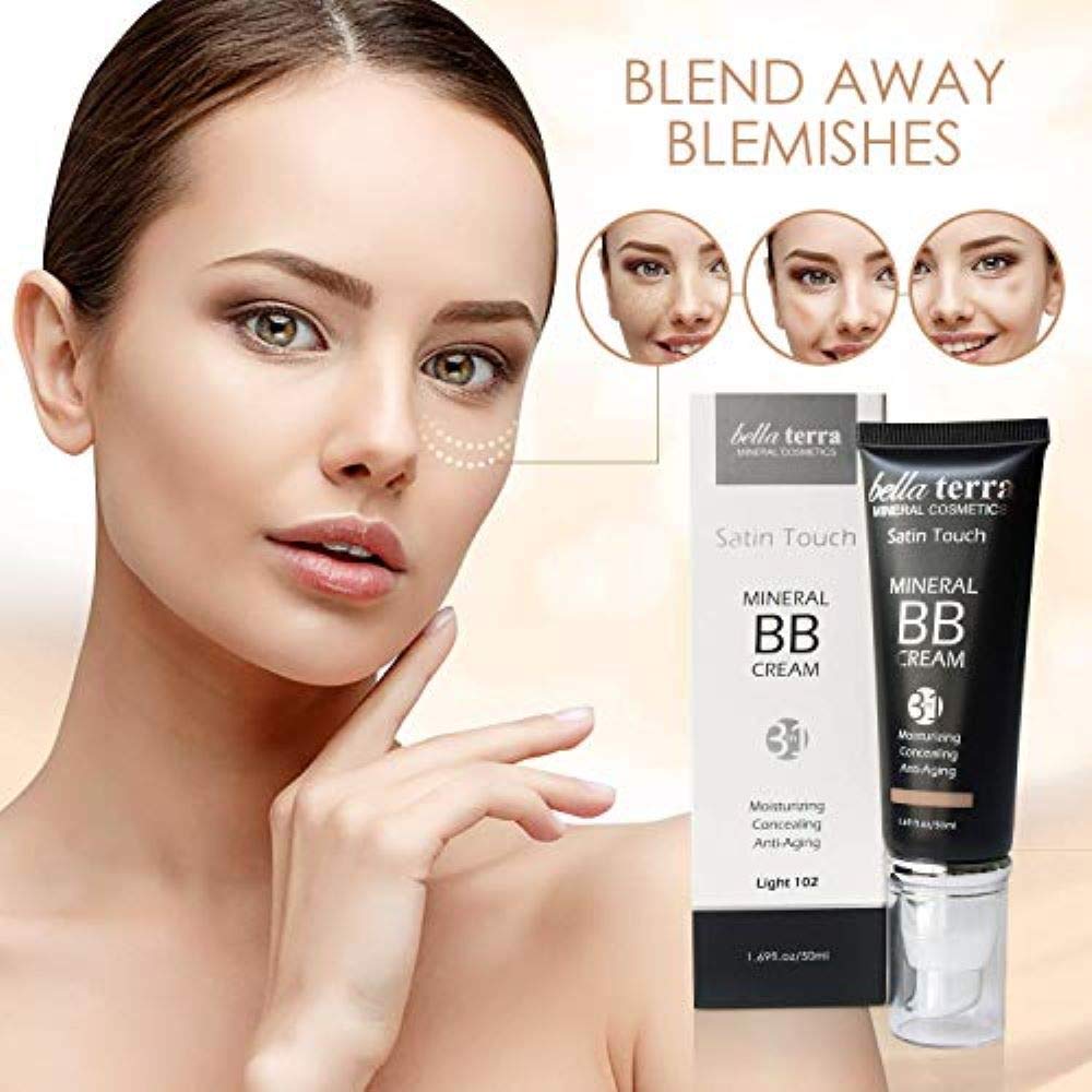 Bellaterra Cosmetics BB Cream - Tinted Moisturizer & Mineral Foundation Makeup, Medium 104 - Lightweight, Oil-Free, Buildable Coverage, Matte Finish, Anti-Aging Concealer, Clean Beauty, 1.69 oz