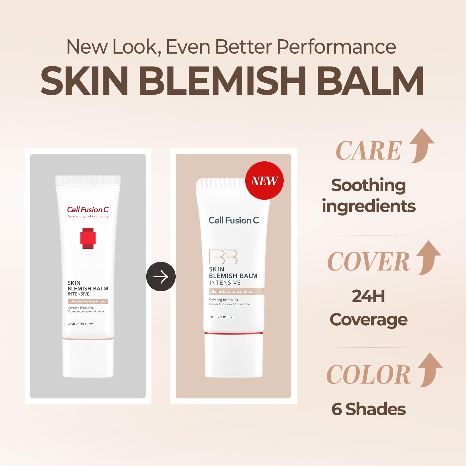 Cell Fusion C Skin Blemish Balm No.23 Signature Beige - Light/Medium, Lightweight BB Cream with Ceramide, Tinted Moisturizer for Sensitive Skin, SPF-Free, Korean Makeup, 1.01 fl.oz.