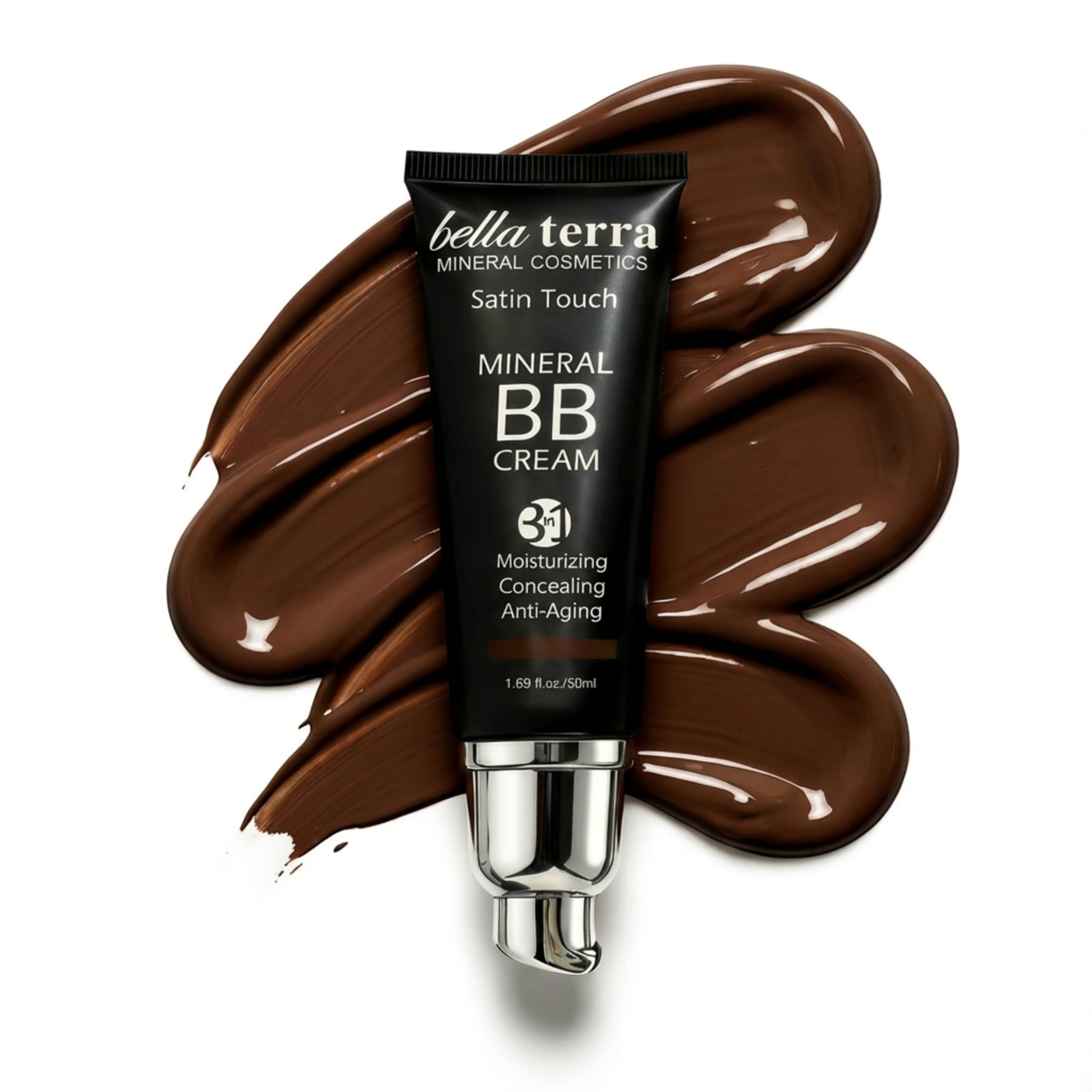 Bellaterra Cosmetics BB Cream - Tinted Moisturizer & Mineral Foundation Makeup, Medium 104 - Lightweight, Oil-Free, Buildable Coverage, Matte Finish, Anti-Aging Concealer, Clean Beauty, 1.69 oz