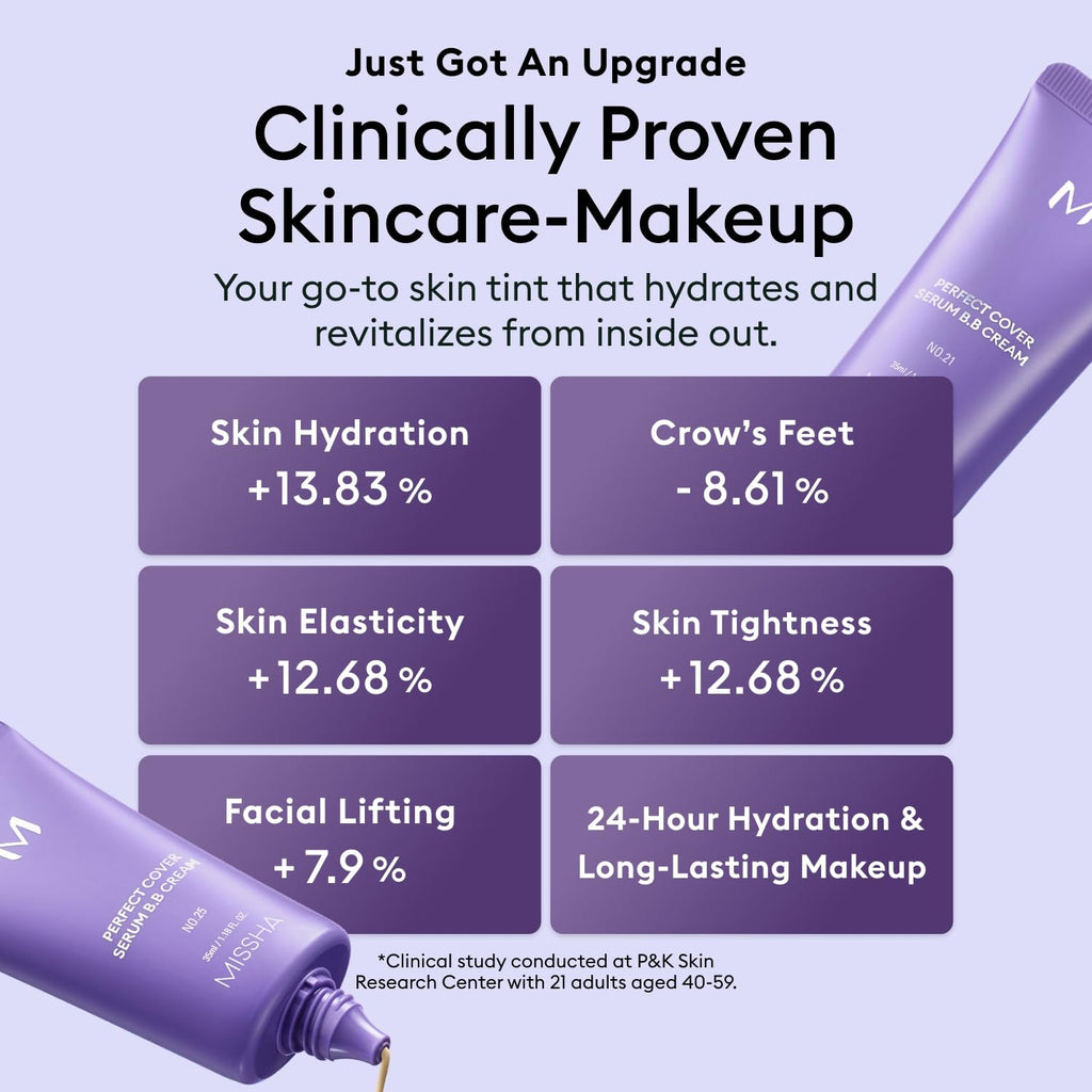 MISSHA M PERFECT COVER SERUM BB CREAM No.23 Natural Beige-Light/Medium with Cool/Neutral Undertone, Skin Tint, Tinted Moisturizer, Skin Care Foundation Makeup, 1.18 Fl oz
