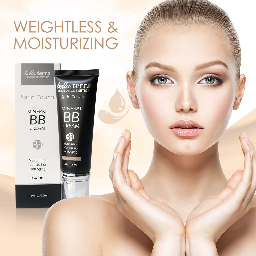 Bellaterra Cosmetics BB Cream - Tinted Moisturizer & Mineral Foundation Makeup, Medium 104 - Lightweight, Oil-Free, Buildable Coverage, Matte Finish, Anti-Aging Concealer, Clean Beauty, 1.69 oz
