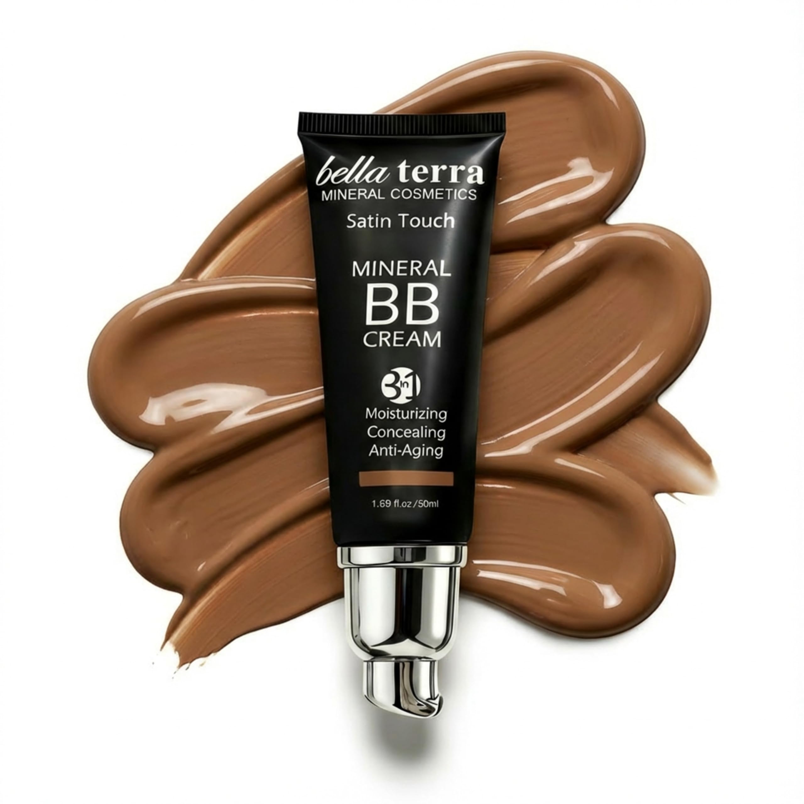 Bellaterra Cosmetics BB Cream - Tinted Moisturizer & Mineral Foundation Makeup, Medium 104 - Lightweight, Oil-Free, Buildable Coverage, Matte Finish, Anti-Aging Concealer, Clean Beauty, 1.69 oz