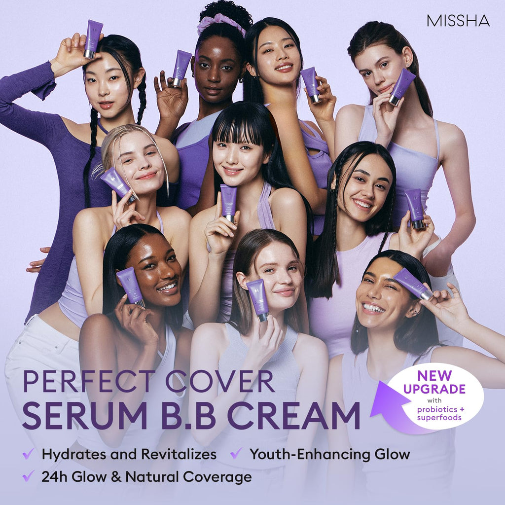 MISSHA M PERFECT COVER SERUM BB CREAM No.23 Natural Beige-Light/Medium with Cool/Neutral Undertone, Skin Tint, Tinted Moisturizer, Skin Care Foundation Makeup, 1.18 Fl oz